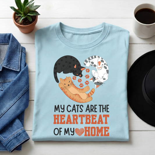 Unisex Classic Crew tee-Cat Heartbeat Home Graphic Tee | Funny Cat Lover Apparel