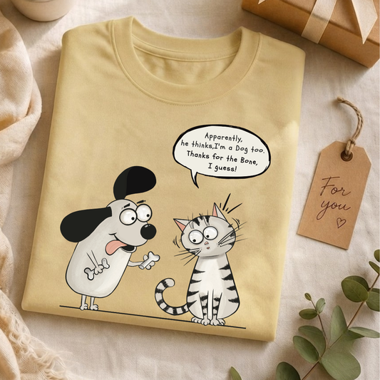 Unisex Classic Crew Tee-Funny Cat & Dog I Guess Graphic Tee | 100% Cotton T-Shirt