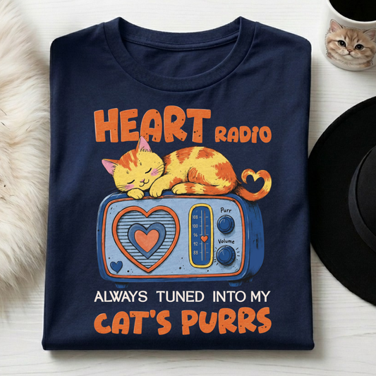 Vintage Cat Purr Radio Graphic Tee | Unisex Classic Cotton Crew tee