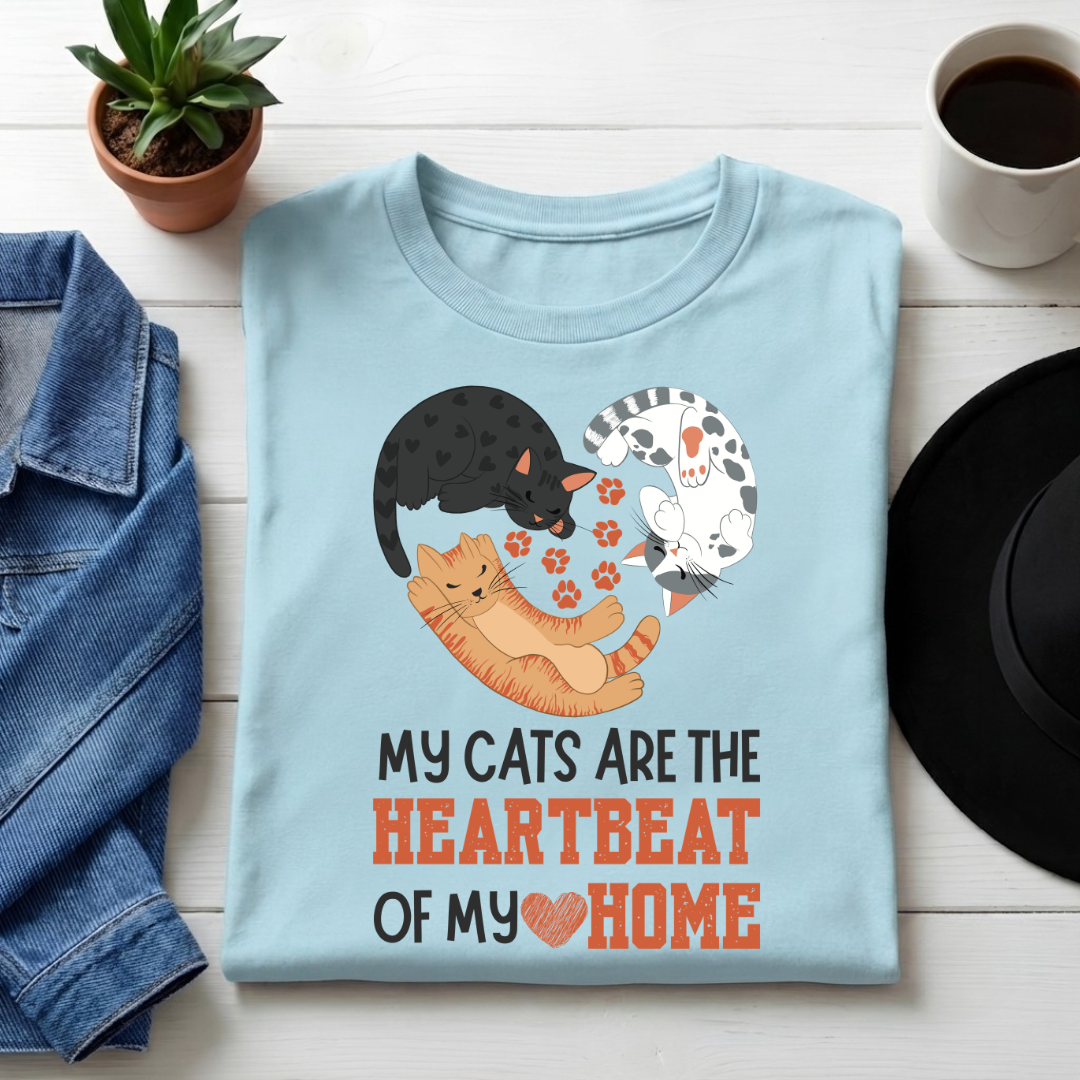 Unisex Classic Crew tee-Cat Heartbeat Home Graphic Tee | Funny Cat Lover Apparel