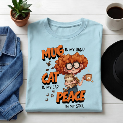 Unisex Classic Crew Tee-Cute Cat & Coffee Quote T-Shirt | Relaxed Cat Mom Graphic Tee for Women