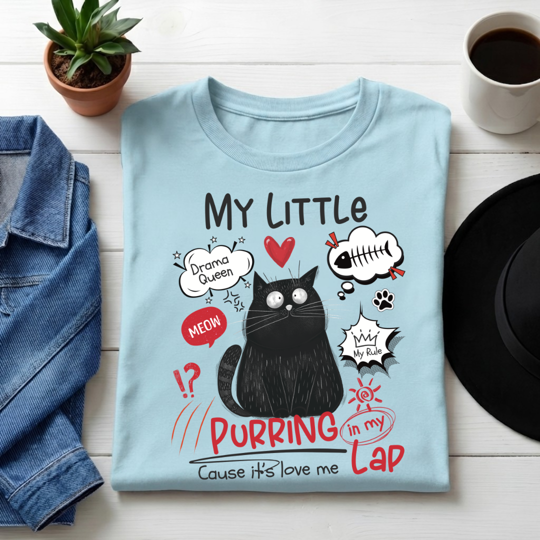 Unisex Classic Crew  neck Tee-Funny Cat Lover Women's Graphic Tee – Cute Drama Queen Print