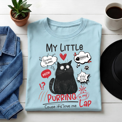 Unisex Classic Crew  neck Tee-Funny Cat Lover Women's Graphic Tee – Cute Drama Queen Print