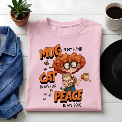 Unisex Classic Crew Tee-Cute Cat & Coffee Quote T-Shirt | Relaxed Cat Mom Graphic Tee for Women