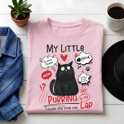 Unisex Classic Crew  neck Tee-Funny Cat Lover Women's Graphic Tee – Cute Drama Queen Print
