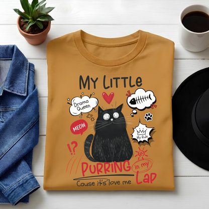 Unisex Classic Crew  neck Tee-Funny Cat Lover Women's Graphic Tee – Cute Drama Queen Print