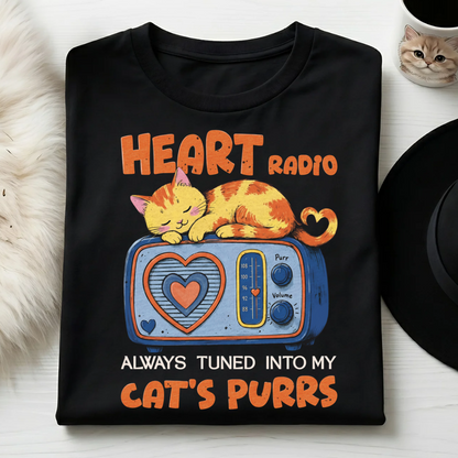 Vintage Cat Purr Radio Graphic Tee | Unisex Classic Cotton Crew tee