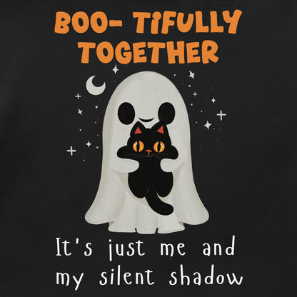 Unisex Classic Crew Tee- Halloween Cat Lover Graphic Tee - Cute Ghost & Black Cat Apparel