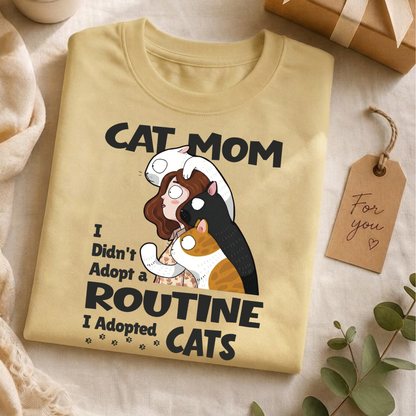 Unisex Classic Crew Graphic  Tee-Cat Mom | 100% Cotton Tee for cat lover
