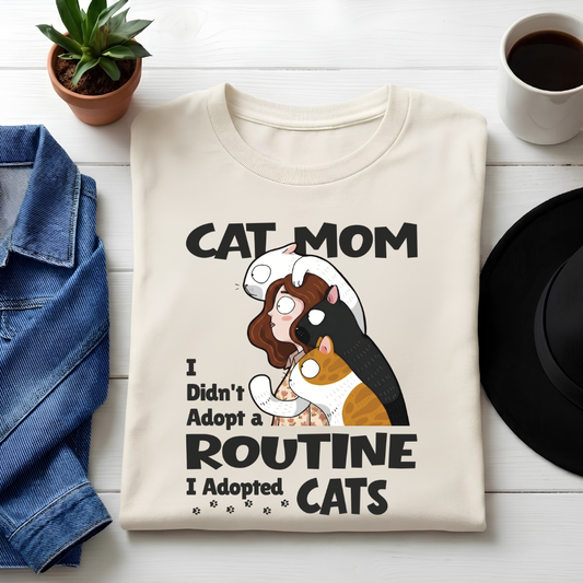 Unisex Classic Crew Graphic  Tee-Cat Mom | 100% Cotton Tee for cat lover