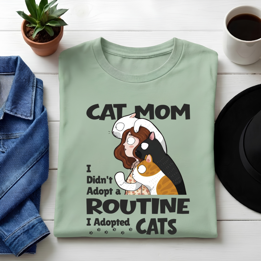 Unisex Classic Crew Graphic  Tee-Cat Mom | 100% Cotton Tee for cat lover