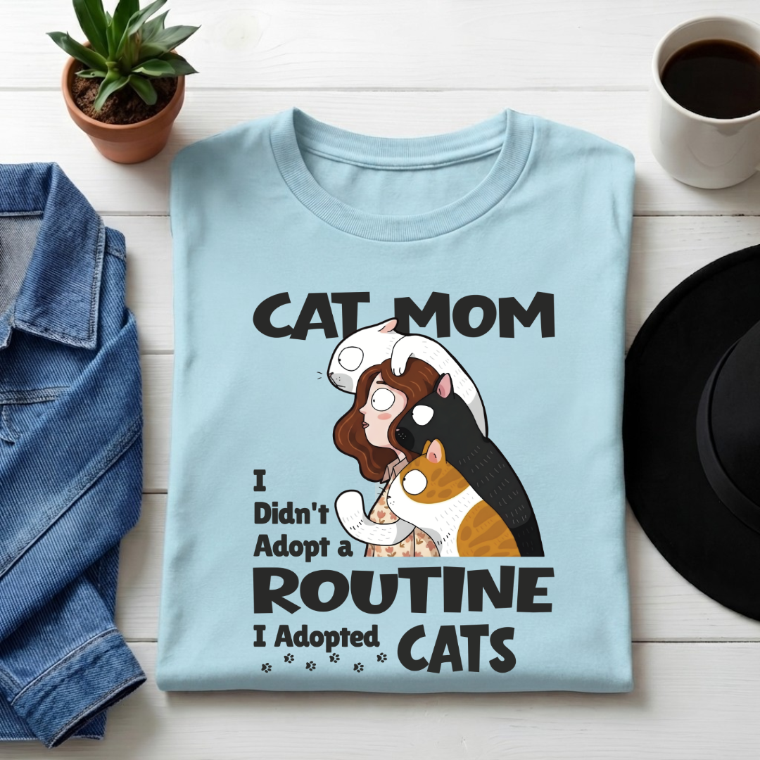 Unisex Classic Crew Graphic  Tee-Cat Mom | 100% Cotton Tee for cat lover