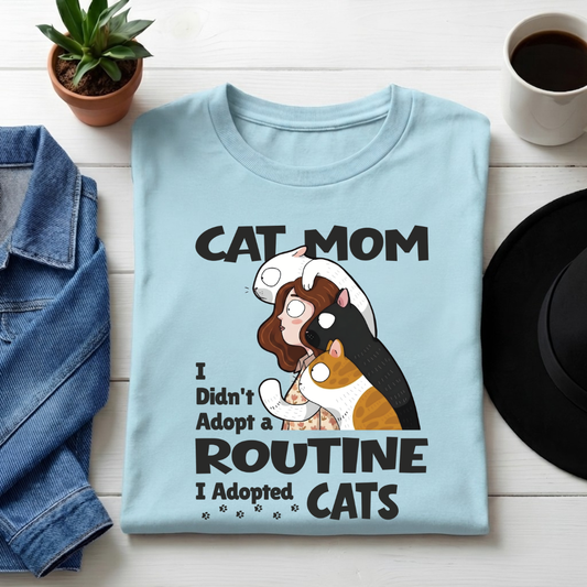 Unisex Classic Crew Graphic  Tee-Cat Mom | 100% Cotton Tee for cat lover