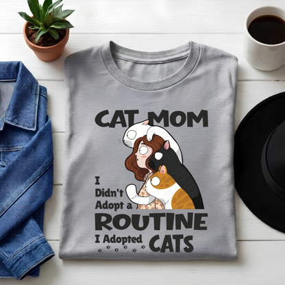 Unisex Classic Crew Graphic  Tee-Cat Mom | 100% Cotton Tee for cat lover