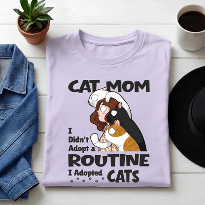 Unisex Classic Crew Graphic  Tee-Cat Mom | 100% Cotton Tee for cat lover