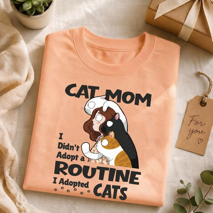 Unisex Classic Crew Graphic  Tee-Cat Mom | 100% Cotton Tee for cat lover