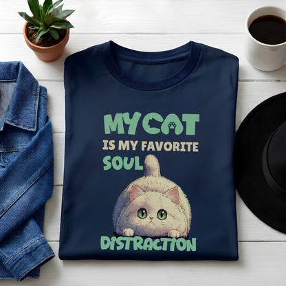 Classic Crew neck Tee-My Cat Is My Favorite Soul Distraction Unisex Cotton T-Shirt