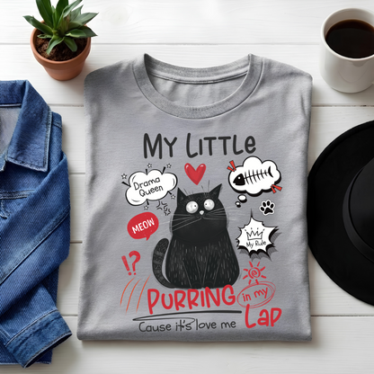 Unisex Classic Crew  neck Tee-Funny Cat Lover Women's Graphic Tee – Cute Drama Queen Print