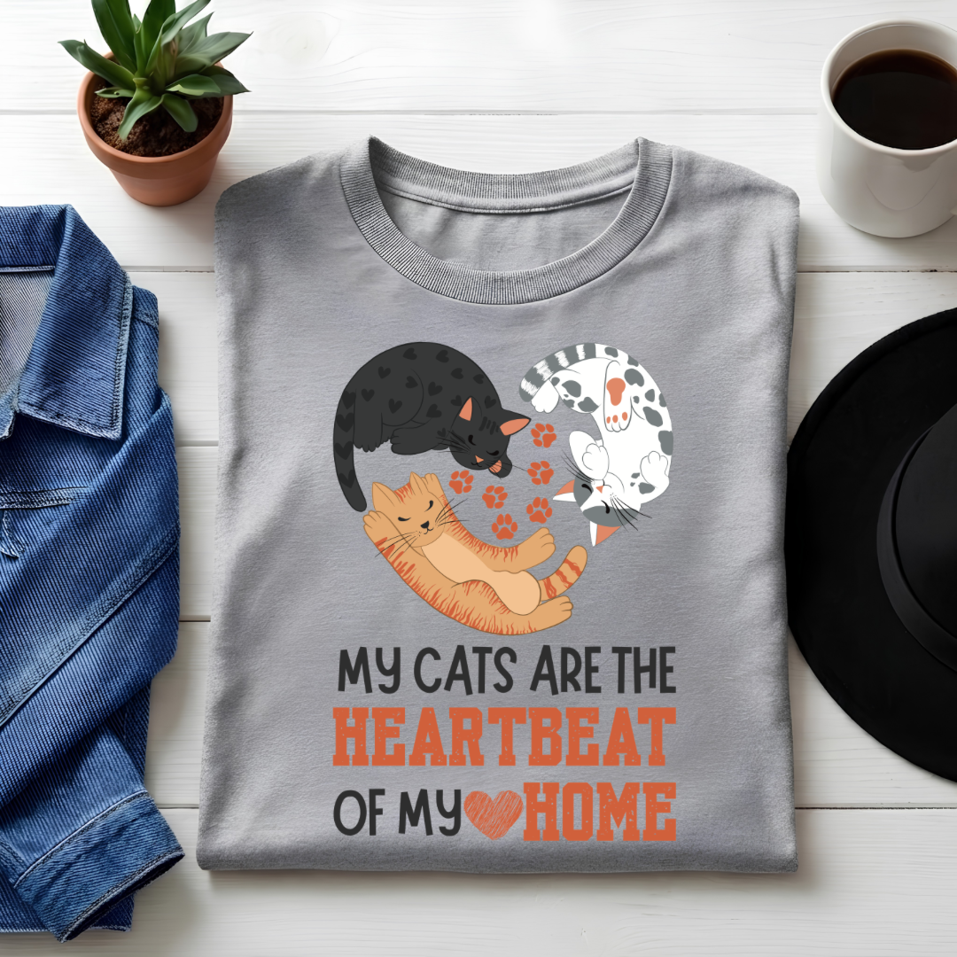 Unisex Classic Crew tee-Cat Heartbeat Home Graphic Tee | Funny Cat Lover Apparel