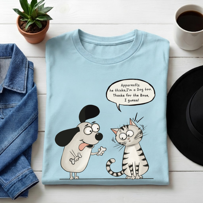 Unisex Classic Crew Tee-Funny Cat & Dog I Guess Graphic Tee | 100% Cotton T-Shirt