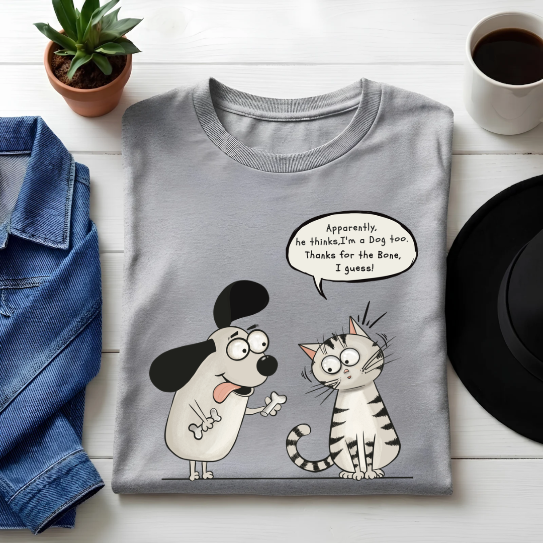 Unisex Classic Crew Tee-Funny Cat & Dog I Guess Graphic Tee | 100% Cotton T-Shirt