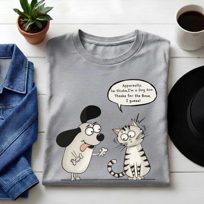 Unisex Classic Crew Tee-Funny Cat & Dog I Guess Graphic Tee | 100% Cotton T-Shirt