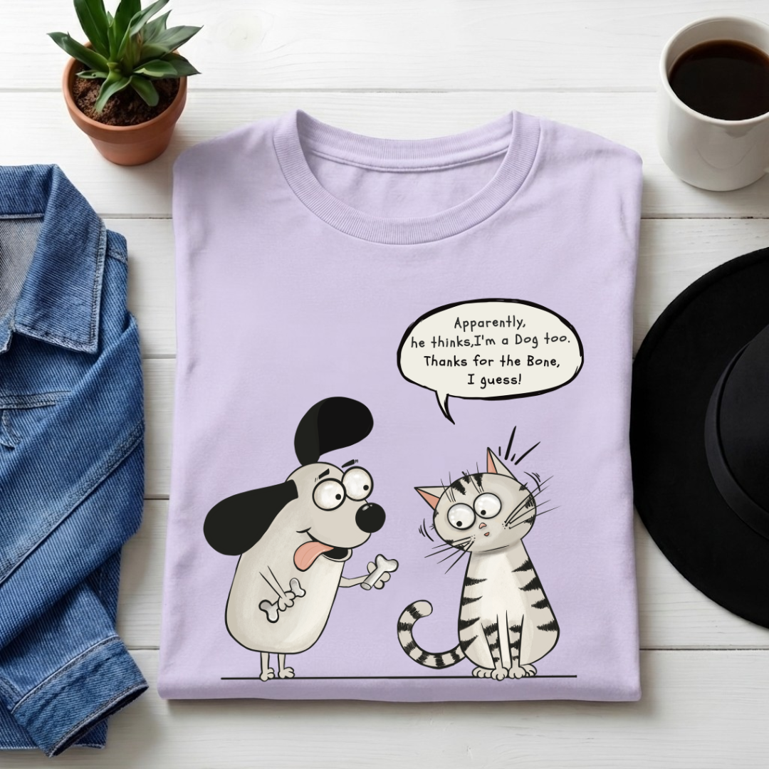 Unisex Classic Crew Tee-Funny Cat & Dog I Guess Graphic Tee | 100% Cotton T-Shirt