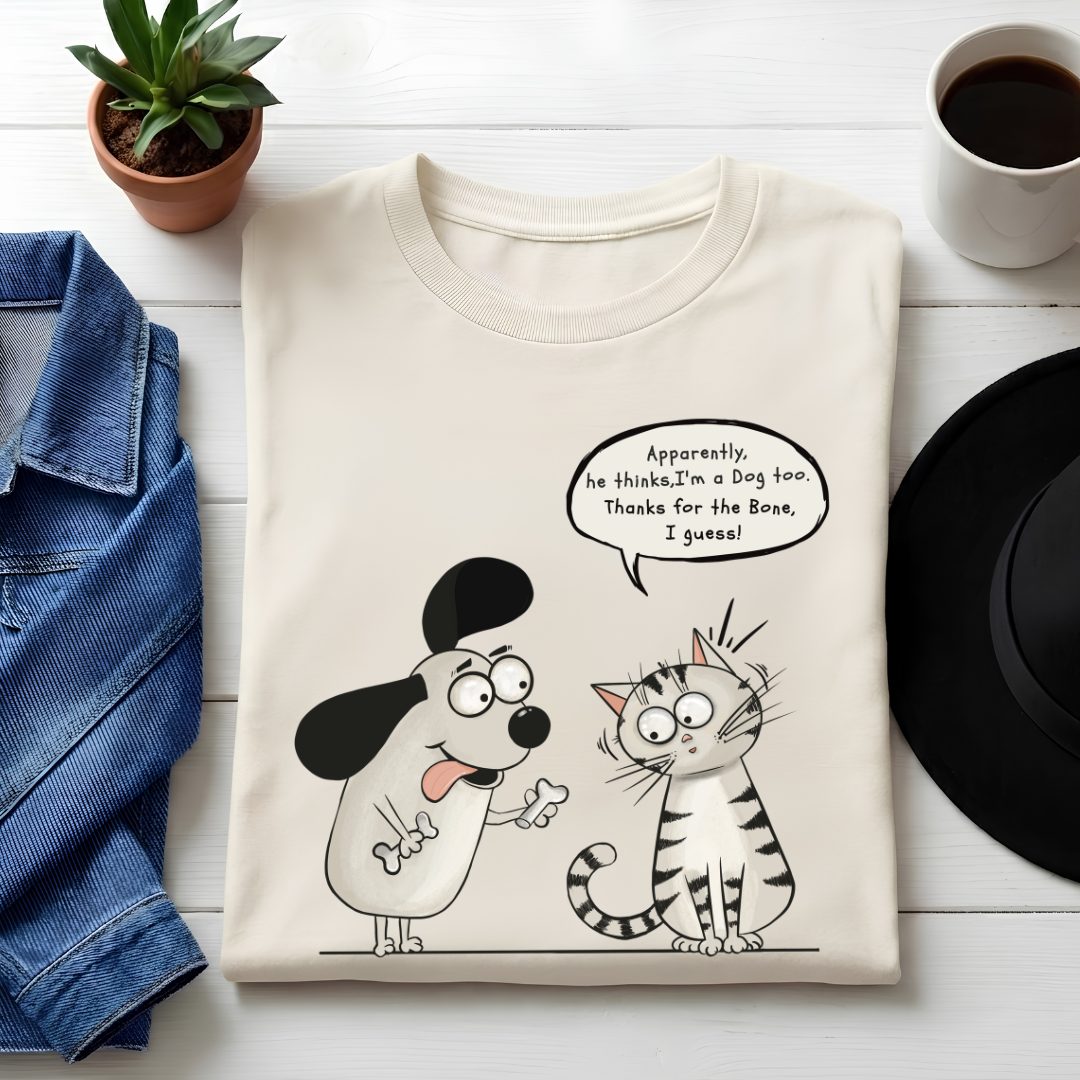 Unisex Classic Crew Tee-Funny Cat & Dog I Guess Graphic Tee | 100% Cotton T-Shirt