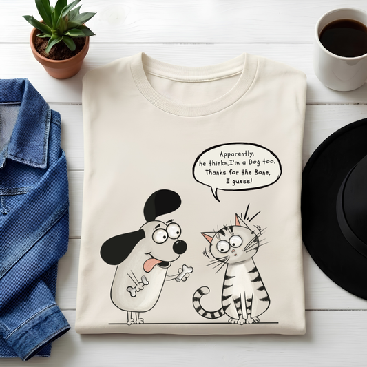 Unisex Classic Crew Tee-Funny Cat & Dog I Guess Graphic Tee | 100% Cotton T-Shirt