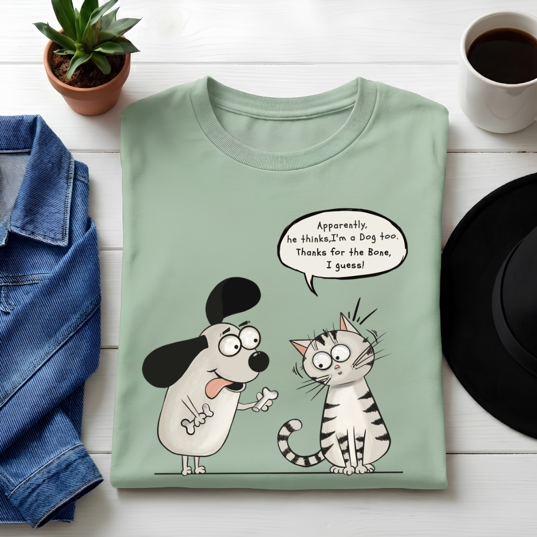 Unisex Classic Crew Tee-Funny Cat & Dog I Guess Graphic Tee | 100% Cotton T-Shirt