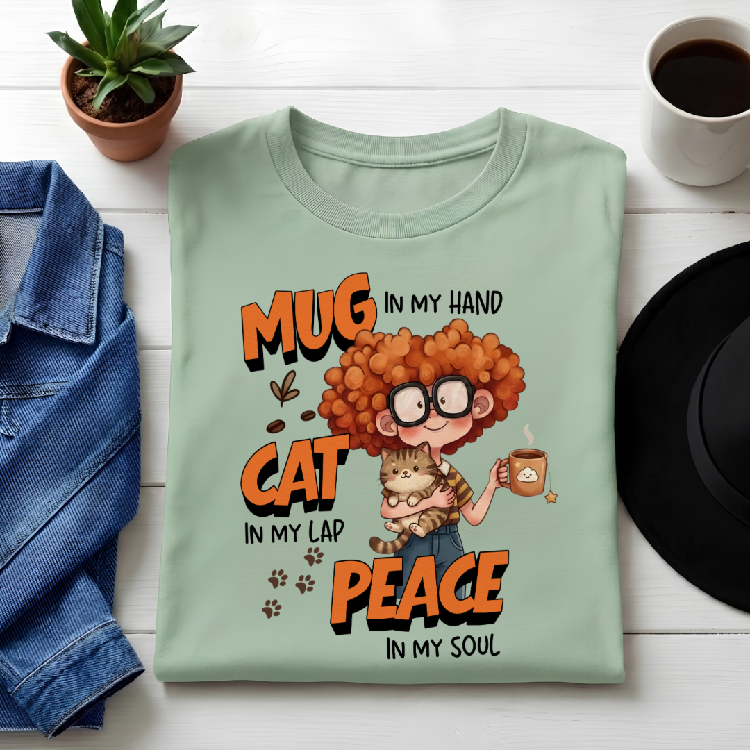 Unisex Classic Crew Tee-Cute Cat & Coffee Quote T-Shirt | Relaxed Cat Mom Graphic Tee for Women