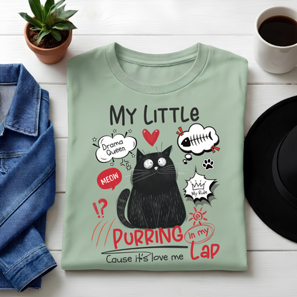 Unisex Classic Crew  neck Tee-Funny Cat Lover Women's Graphic Tee – Cute Drama Queen Print