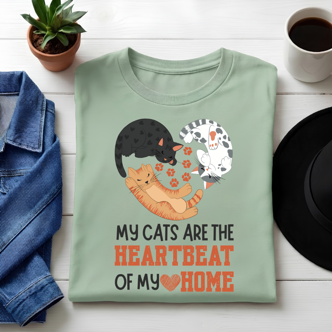 Unisex Classic Crew tee-Cat Heartbeat Home Graphic Tee | Funny Cat Lover Apparel