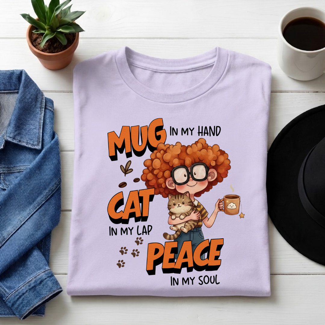 Unisex Classic Crew Tee-Cute Cat & Coffee Quote T-Shirt | Relaxed Cat Mom Graphic Tee for Women