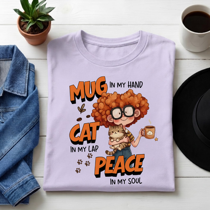 Unisex Classic Crew Tee-Cute Cat & Coffee Quote T-Shirt | Relaxed Cat Mom Graphic Tee for Women