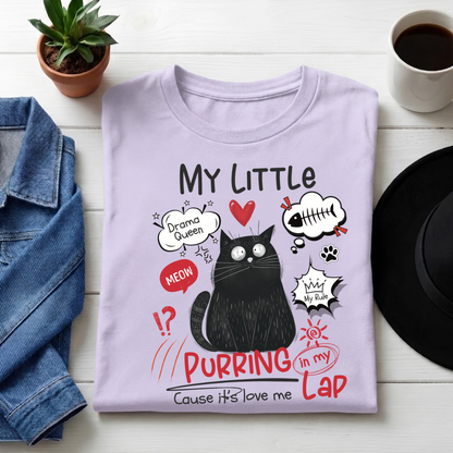 Unisex Classic Crew  neck Tee-Funny Cat Lover Women's Graphic Tee – Cute Drama Queen Print