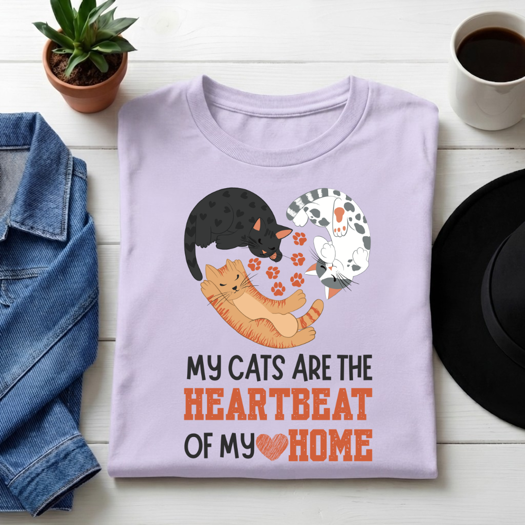 Unisex Classic Crew tee-Cat Heartbeat Home Graphic Tee | Funny Cat Lover Apparel