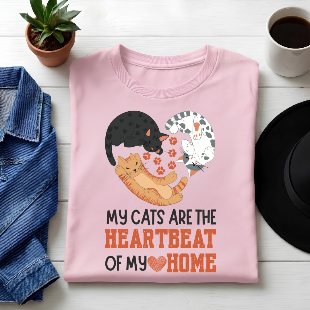 Unisex Classic Crew tee-Cat Heartbeat Home Graphic Tee | Funny Cat Lover Apparel