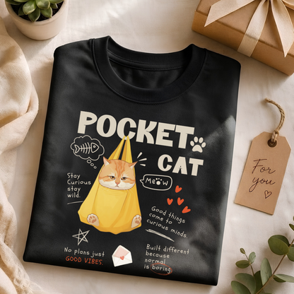 Unisex Classic Crew graphic tee-Pocket Cat –  for cat lover