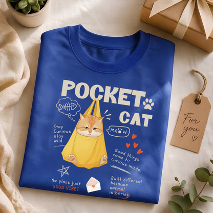 Unisex Classic Crew graphic tee-Pocket Cat –  for cat lover
