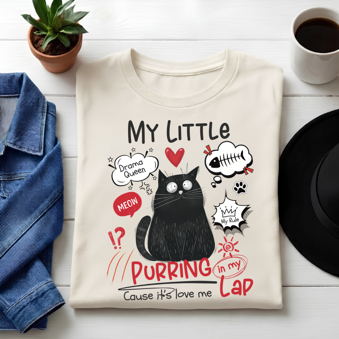Unisex Classic Crew  neck Tee-Funny Cat Lover Women's Graphic Tee – Cute Drama Queen Print