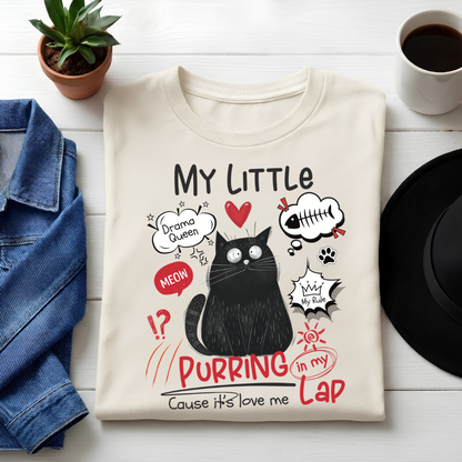 Unisex Classic Crew  neck Tee-Funny Cat Lover Women's Graphic Tee – Cute Drama Queen Print