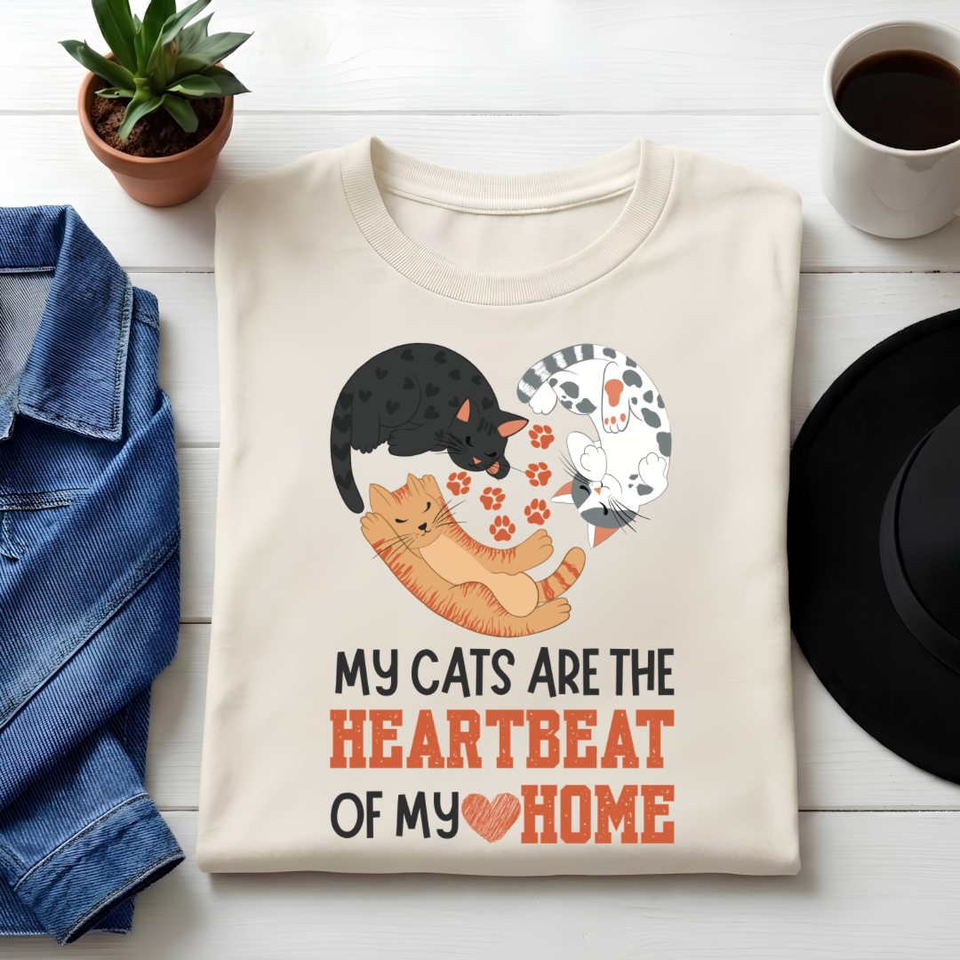 Unisex Classic Crew tee-Cat Heartbeat Home Graphic Tee | Funny Cat Lover Apparel