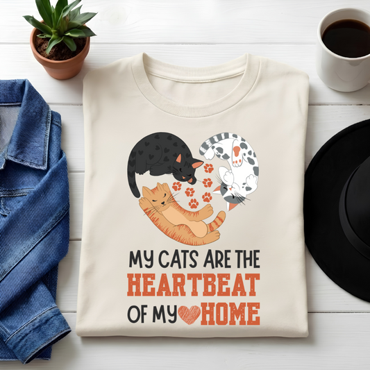 Unisex Classic Crew tee-Cat Heartbeat Home Graphic Tee | Funny Cat Lover Apparel