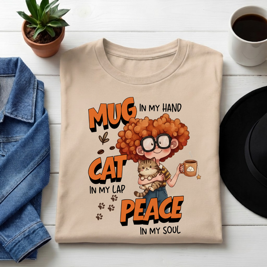 Unisex Classic Crew Tee-Cute Cat & Coffee Quote T-Shirt | Relaxed Cat Mom Graphic Tee for Women