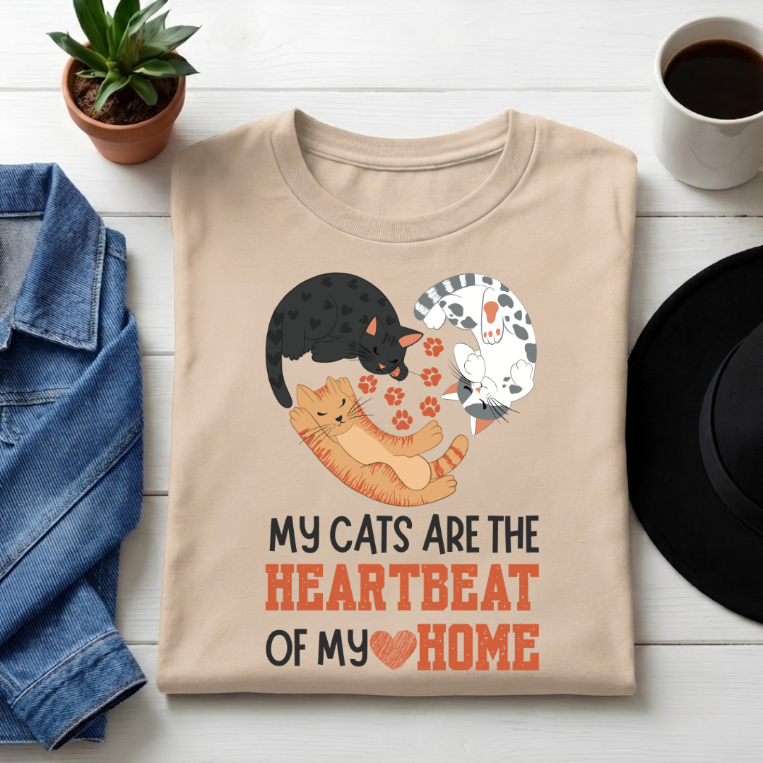 Unisex Classic Crew tee-Cat Heartbeat Home Graphic Tee | Funny Cat Lover Apparel