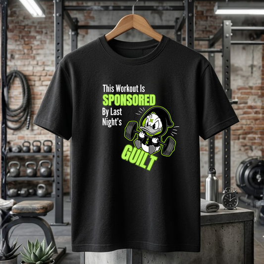 Unisex Classic Black  Crew Neck Tee-Funny Duck Gym crew neck T-Shirt - Motivational Workout Tee.