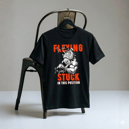 Unisex Classic Crew Tee- Funny Gym T-Shirt -FLEXING Bulldog Graphic Tee