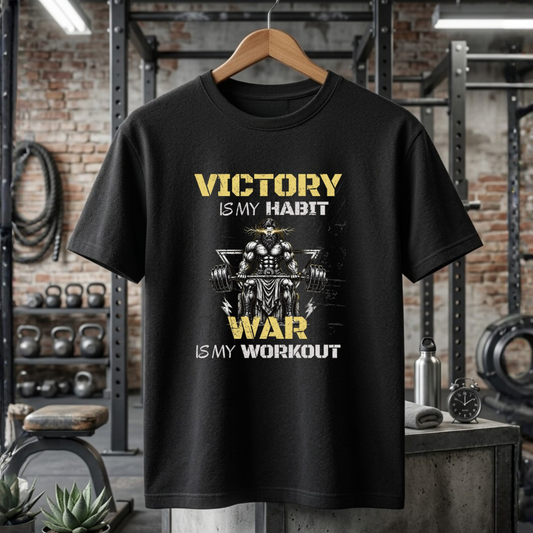 Unisex Classic Black  Crew Neck Tee-Victory is My Habit - Zeus Inspired Greek God Gym T-Shirt