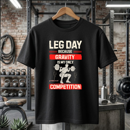 Unisex Classic Black Crew Neck Tee - Leg Day | 100% Cotton 180 GSM Gym Graphic T-shirt